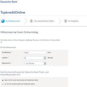 Kreditantrag Deutsche Bank