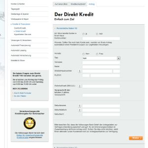 Kreditantrag Volkswagen Bank